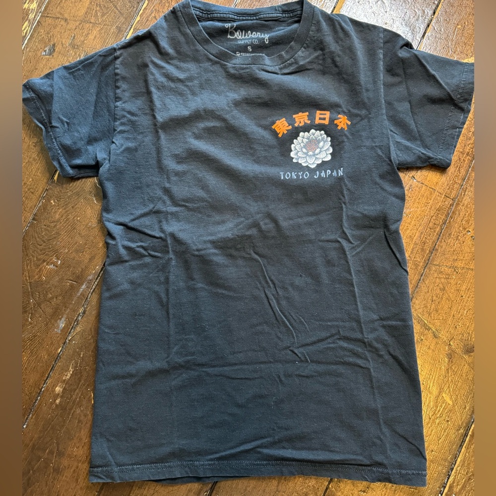 Bowery Supply Co. Mens Black Adult Small Tokyo Japan Graphic Design Tshirt